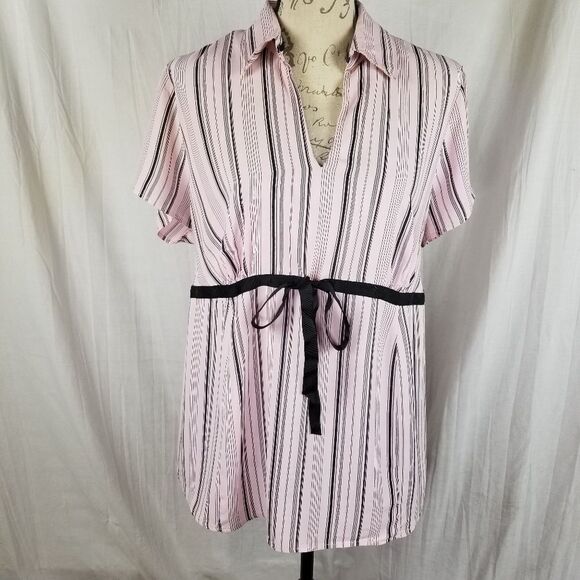 Motherhood Maternity Pink & Brown Collared Blouse Size 1X - Picture 1 of 8